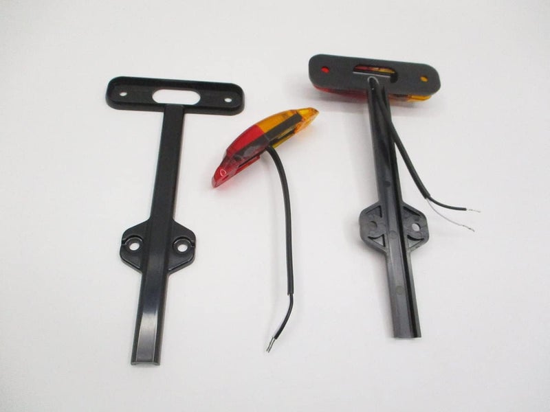 C2W Pair Red/Amber LED Trailer Fender Marker Clearance Light Black Base - Image 4